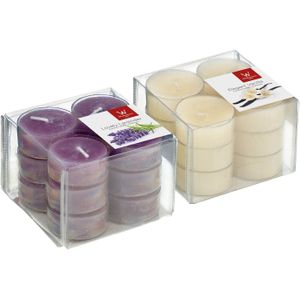 Geurkaarsen theelichtjes - 24 stuks - verse lavendel en vanille