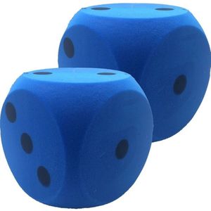 2x Grote foam dobbelstenen blauw 16 x 16 cm - Dobbelspel - Speelgoed