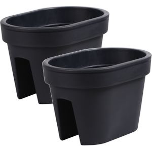 3x Balkon plantenpotten/bloempotten antraciet 39,6 cm van kunststof - 12,3 liter - Tuin/balkon decoraties