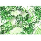 5x rollen inpakpapier/cadeaupapier wit/groene palmbomen print 200 x 70 cm - Cadeauverpakking kadopapier