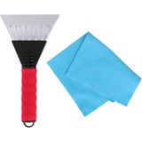 Autoramen IJskrabber soft grip rood 25 cm met anti-condens doek - Om buiten en binnen ijsvrij te maken