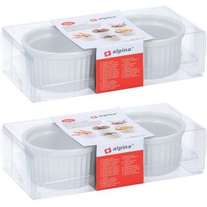 8x ronde mini ovenschaaltjes keramiek wit 9 cm - Ovenschalen/braadsledes - Ovenschotel schalen - Bakvorm