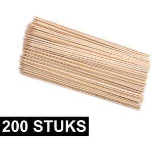 200x Grote/lange houten prikkers 25 cm - 200 stuks - Sate/sjasliek/shaslick/hapjes/traktatie stokjes