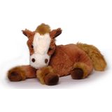 Inware Pluche paard knuffel - liggend - bruin - polyester - 30 cm