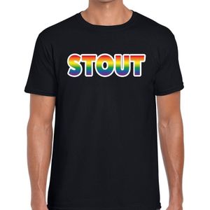 Stout gaypride t-shirt -  regenboog t-shirt zwart voor heren - Gay pride