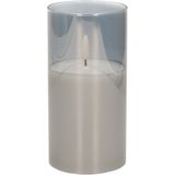 3x stuks luxe led kaarsen in grijs glas D7,5 x H15 cm - met timer - Woondecoratie - Elektrische kaarsen