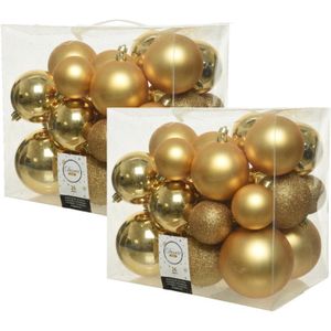 52x stuks kunststof kerstballen goud 6-8-10 cm - Onbreekbare plastic kerstballen