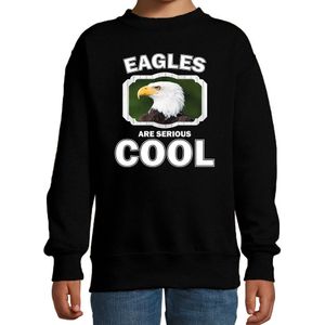Dieren zeearenden sweater zwart kinderen - eagles are serious cool trui jongens/ meisjes - cadeau arend/ zeearenden liefhebber - kinderkleding / kleding