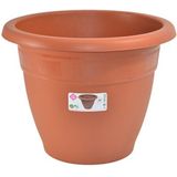 Set van 3x stuks terra cotta kleur ronde plantenpot/bloempot kunststof diameter 45 cm - Plantenbakken/bloembakken voor buiten