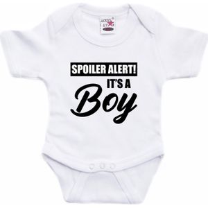 Spoiler alert boy gender reveal cadeau tekst baby rompertje wit jongens - Kraamcadeau - Babykleding