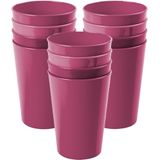 Hega Hogar Onbreekbare drinkglazen - set 12x stuks - kunststof - fuchsia roze - 300 ml - camping/outdoor/kinderen - limonade glazen
