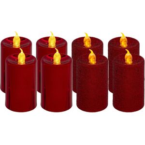 Feeric lights and christmas LED stompkaarsen - 8x - rood- 7,5 cm