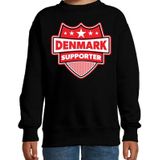 Denmark supporter schild sweater zwart voor kinderen - Denemarken landen sweater / kleding - EK / WK / Olympische spelen outfit