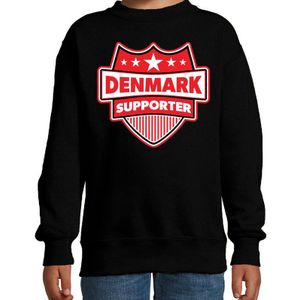 Denmark supporter schild sweater zwart voor kinderen - Denemarken landen sweater / kleding - EK / WK / Olympische spelen outfit