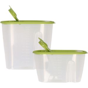 Voedselcontainer strooibus - groen - 1,5 en 1 liter - kunststof