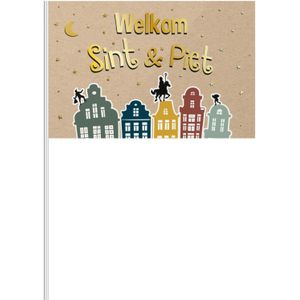 Folat Sinterklaas zwaaivlaggetje - Welkom Sint en Piet - 30 x 20 cm