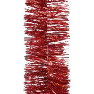 8x Kerstslingers glitter kerst rood 270 cm - Guirlande folie lametta - Kerst rode kerstboom versieringen