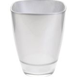 Zilveren vierkante vaas van glas 17 cm - bloempot / bloemen vaas