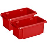 Sunware Opslagbox - 8 stuks - kunststof 7 liter rood 38 x 21 x 14 cm