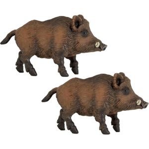Set van 2x stuks plastic speelgoed dieren figuur wild zwijn 9,5 cm