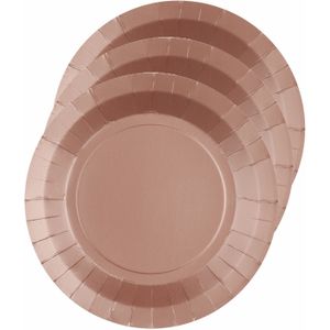 Santex feest bordjes rond - rose goud - 20x stuks - karton - 22 cm