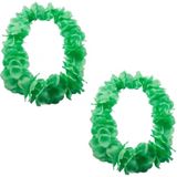 Set van 3x stuks hawaii kransen bloemen slingers neon  groen - Verkleed accessoires