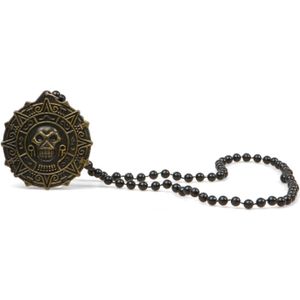 Atosa Verkleed sieraden ketting met skull - zwart - dames - kunststof - Heks/Piraat