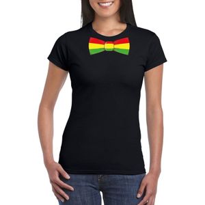 Zwart t-shirt met Limburgse kleuren strik dames - Carnaval shirts