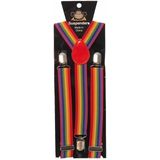 Carnaval verkleedset bretels en stropdas - regenboog - paars - volwassenen/unisex - feestkleding