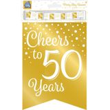 Paperdreams Luxe 50 jaar/Happy Birthday feestversiering set - Ballonnen &amp; vlaggenlijnen - wit/goud