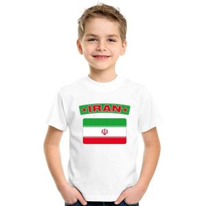 Iran t-shirt met Iraanse vlag wit kinderen
