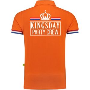 Luxe King poloshirt - 200 grams katoen - Kingsday party crew - oranje - heren - Kingsday party crew kleding/ shirts