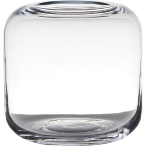 Transparante ronde vaas/vazen van glas 21 x 21 cm - Bloemen/boeketten vaas voor binnen gebruik