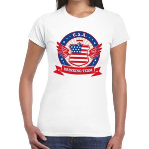 Wit USA drinking team t-shirt / t-shirt wit dames - USA kleding
