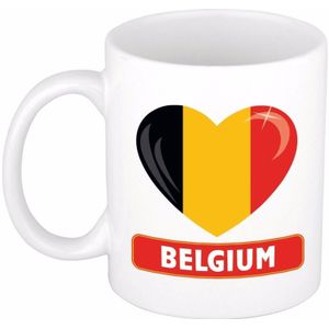 Hartje vlag Belgie mok / beker 300 ml - Belgische landen vlaggen supporters feestartikelen