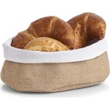 4x Jute brood serveer mandjes 22 x 15 cm - Zeller - Keukenbenodigdheden - Tafel dekken - Ontbijten/Brunchen/Lunchen - Broodjes/bolletjes serveren - Broodmanden