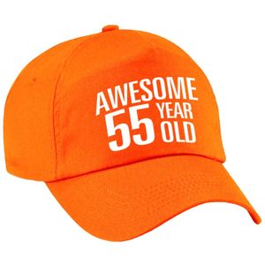 Awesome 55 year old verjaardag pet / cap oranje voor dames en heren - baseball cap - verjaardags cadeau - petten / caps