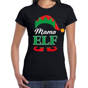 Mama elf fout Kerst t-shirt - zwart - dames - Kerstkleding / Kerst outfit