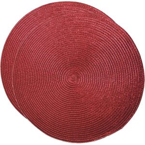 Placemats - rond - D38 cm - rood metallic - 2x stuks - kunststof