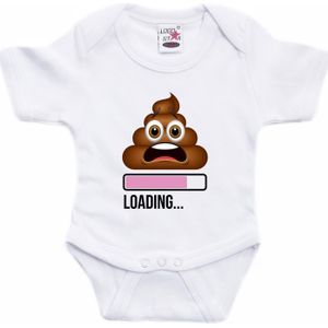 Bellatio Decorations baby rompertje - Loading Poop - wit/roze - babyshower/kraamcadeau