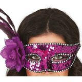 Fiestas Guirca Verkleed oogmasker Venitiaans - paars pailletten - volwassenen - Carnaval/gemaskerd bal