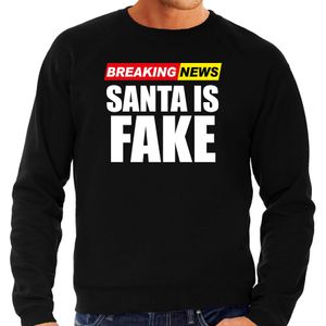 Bellatio Decorations Foute humor Kersttrui breaking news fake Kerst - sweater zwart - heren