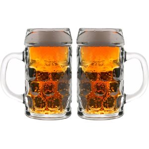 2x Bierpullen/Bierglazen 0,5 Liter - Oktoberfest/Bierfeest Feestartikelen