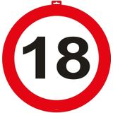 18 jaar verkeersbord / deurbord 47 cm - 18e verjaardag - feestdecoratie / feestversiering