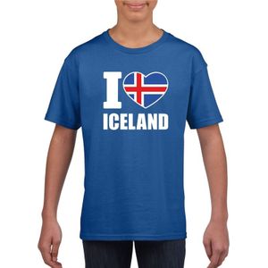Blauw I love Ijsland supporter shirt kinderen - Ijslands shirt jongens en meisjes