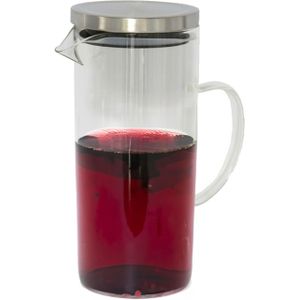 Gerimport Sapkan/schenkkan karaf met deksel - 1.5 liter/1500 ml - transparant - glas - rvs deksel - 18 x 23 cm