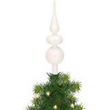 Piek/kerstboom topper - glas - H32 cm - zilver swirl met kralen - Kerstversiering