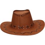 Carnaval verkleedset cowboyhoed Elroy bruin - met rode hals zakdoek - voor volwassenen