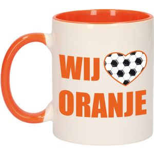 Wij houden van oranje beker / mok wit en oranje - 300 ml - Holland supporter / fan