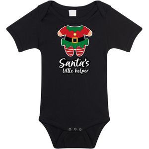 Bellatio Decorations kerst baby rompertje - Kerst elfje - zwart - Santa little helper - kerstdiner